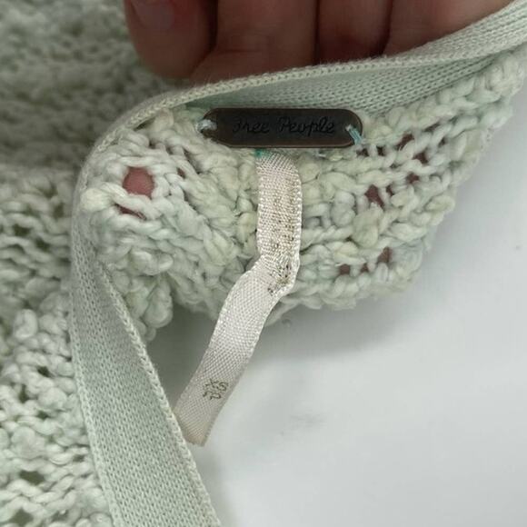 Free People Women Songbird Boucle Knit V-Neck Sweater Mint Green Size XS - Picture 7 of 7